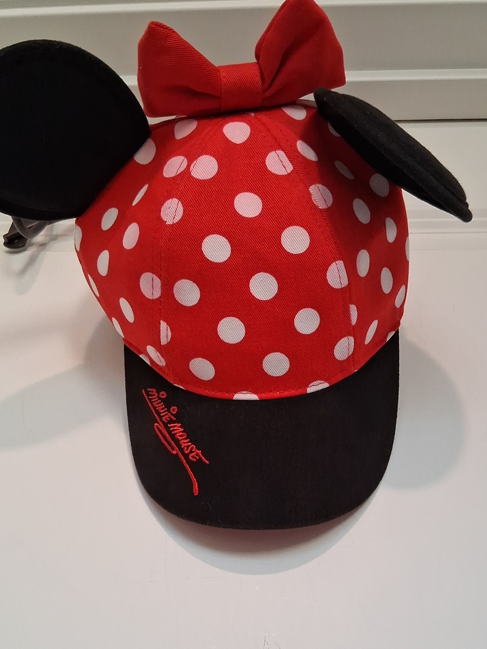 Disney Red White Polka Dot Minnie Mouse Ear Hat with Bow